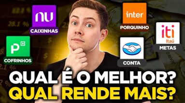 CAIXINHAS NUBANK, COFRINHOS PICPAY, PORQUINHO INTER, META ITI OU CONTA MERCADO PAGO? Qual é melhor?